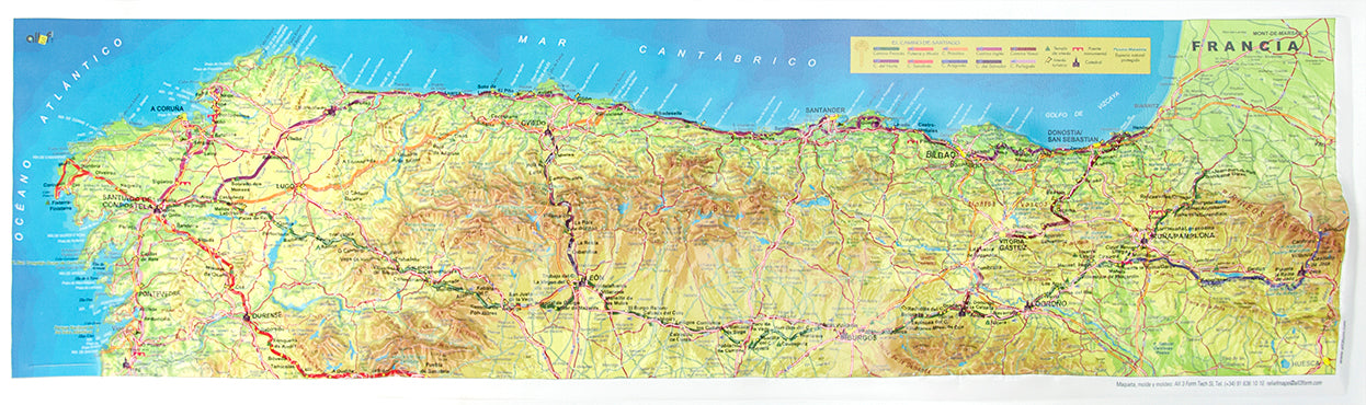 Real 3D map of Camino Frances, Camino del Norte & Camino Primitivo