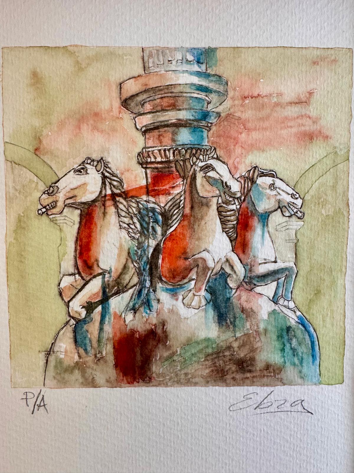 Watercolor painting of Praterias Square
