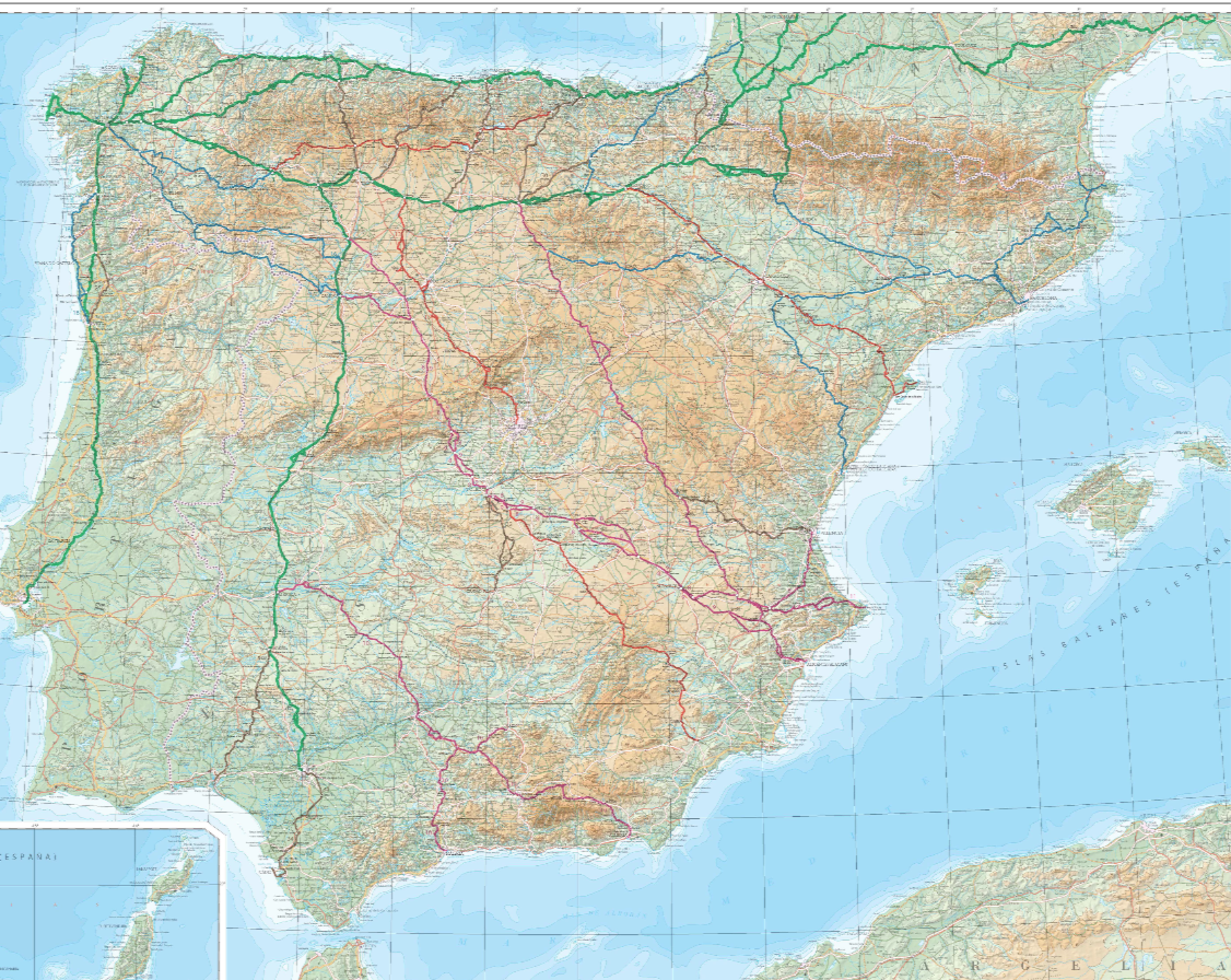 Camino de Santiago Map (1:1.250.000)