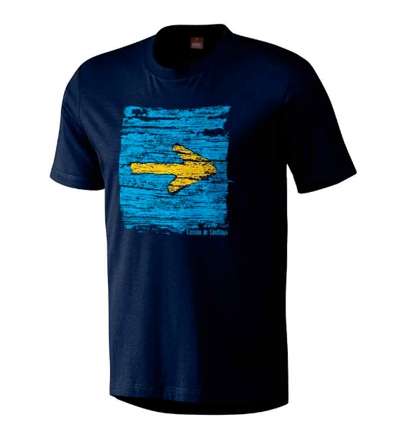 Camino t-shirt, Arrow on wood design