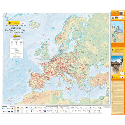 Camino de Santiago Map, Europe (1:7.000.000)