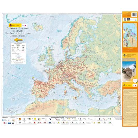 Camino de Santiago Map, Europe (1:7.000.000)