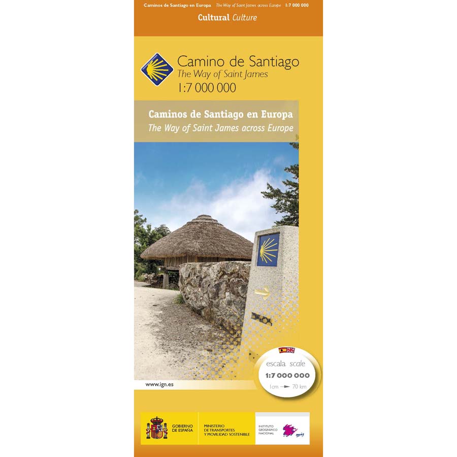 Camino de Santiago Map, Europe (1:7.000.000)