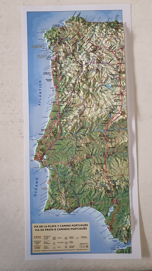 Real 3D map of Camino Portuguese and Via de la Plata