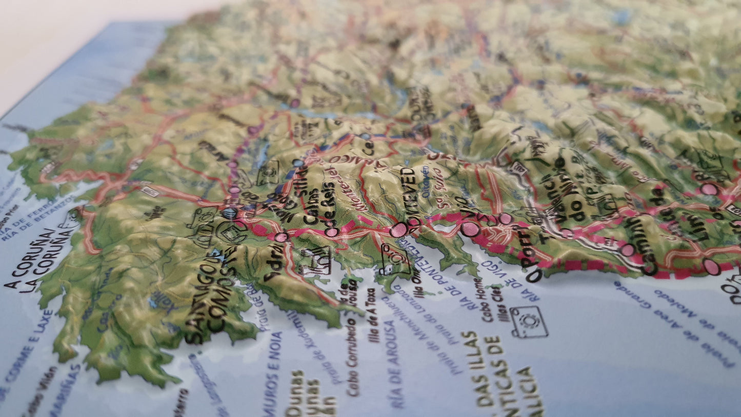 Real 3D map of Camino Portuguese and Via de la Plata