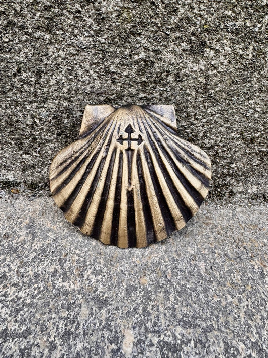 Bronze Camino Shell with Santiago Cross