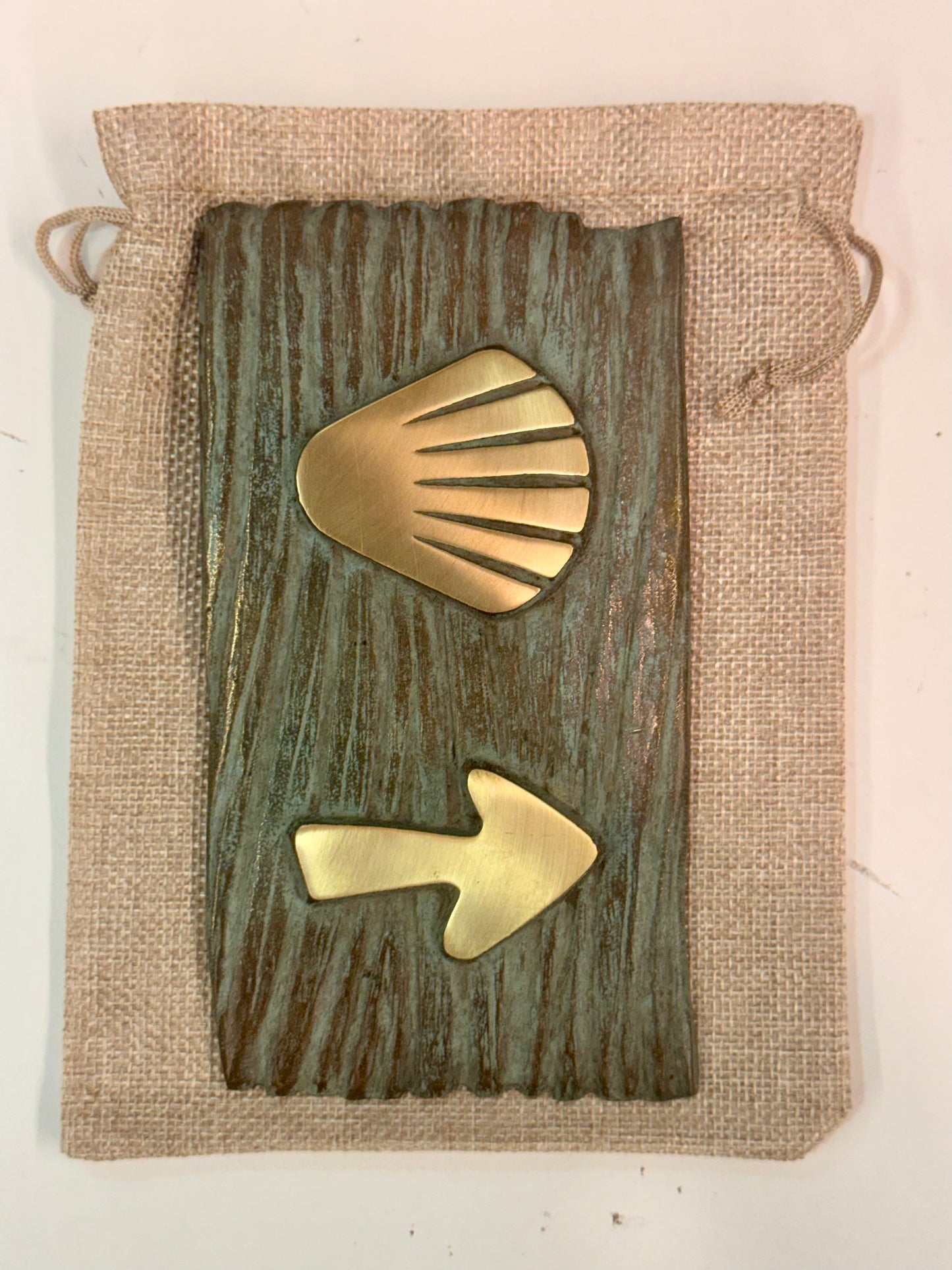 Bronze Camino Plaque with shell and arrow