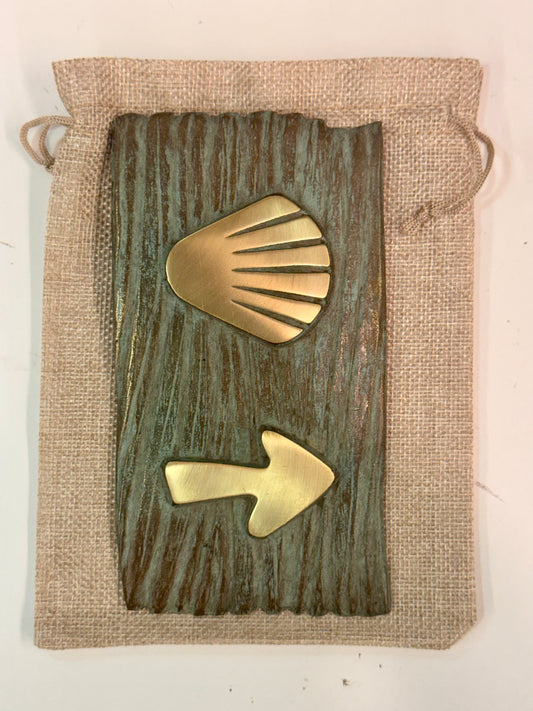 Bronze Camino Plaque with shell and arrow