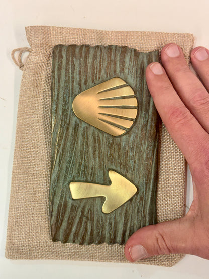 Bronze Camino Plaque with shell and arrow