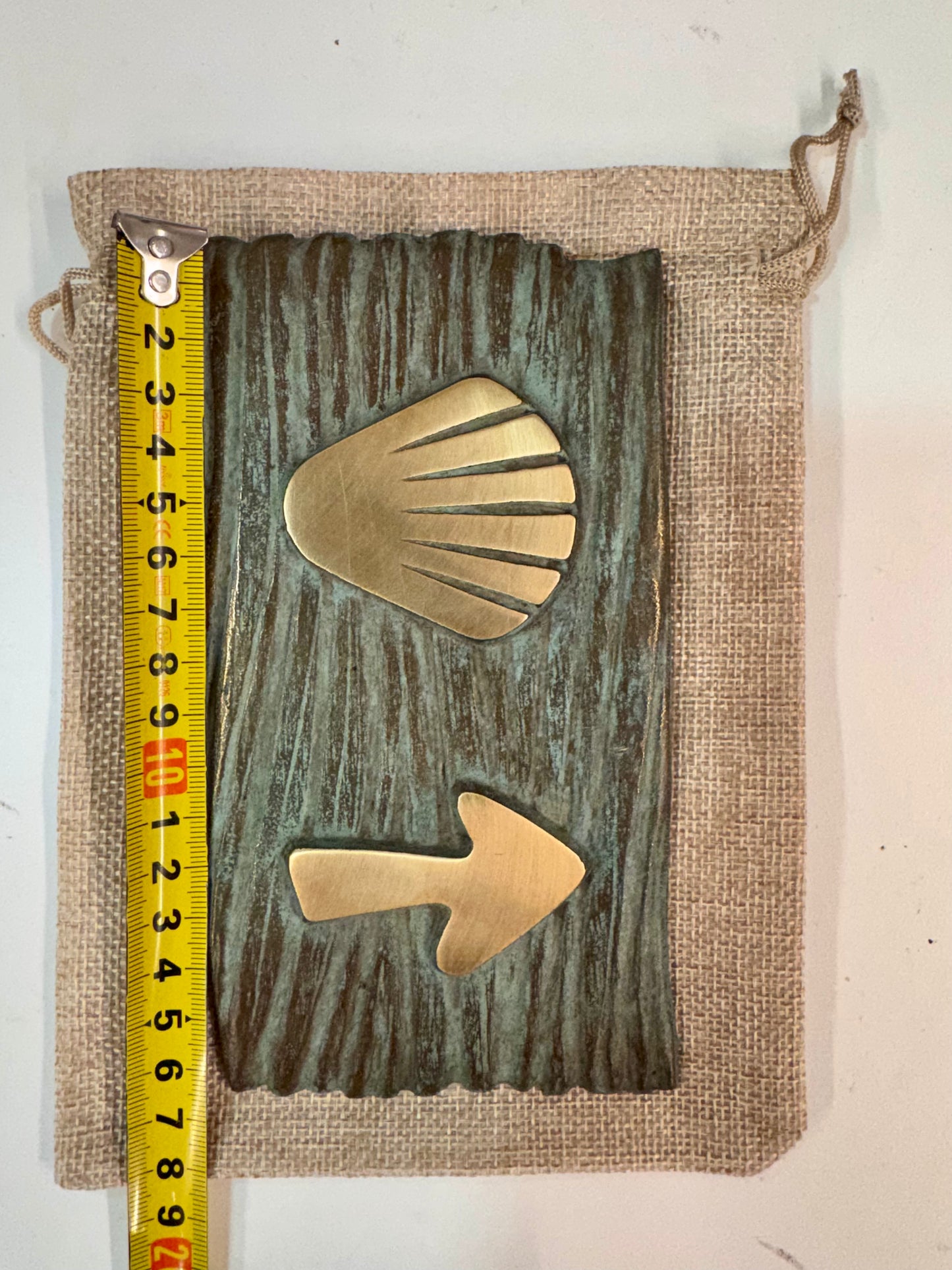 Bronze Camino Plaque with shell and arrow