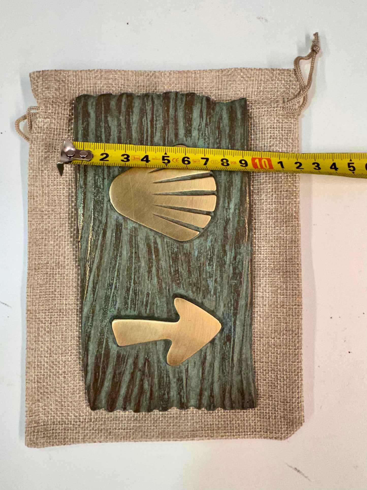 Bronze Camino Plaque with shell and arrow