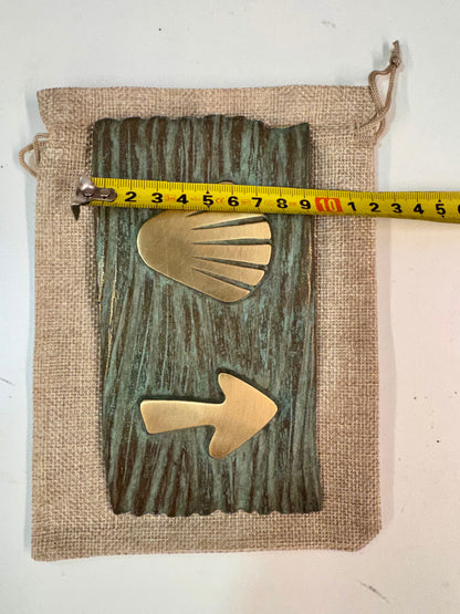 Bronze Camino Plaque with shell and arrow