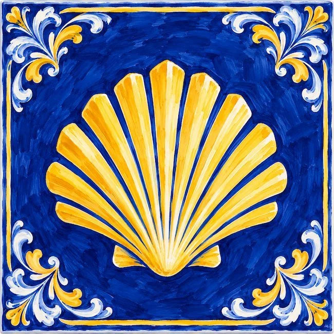 "Golden scallop shell" Camino Tile