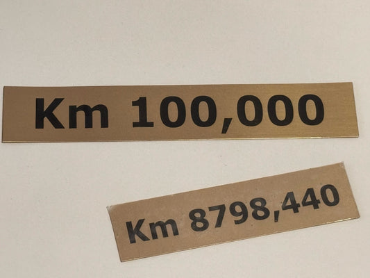 Custom kilometre marker number plate in brass
