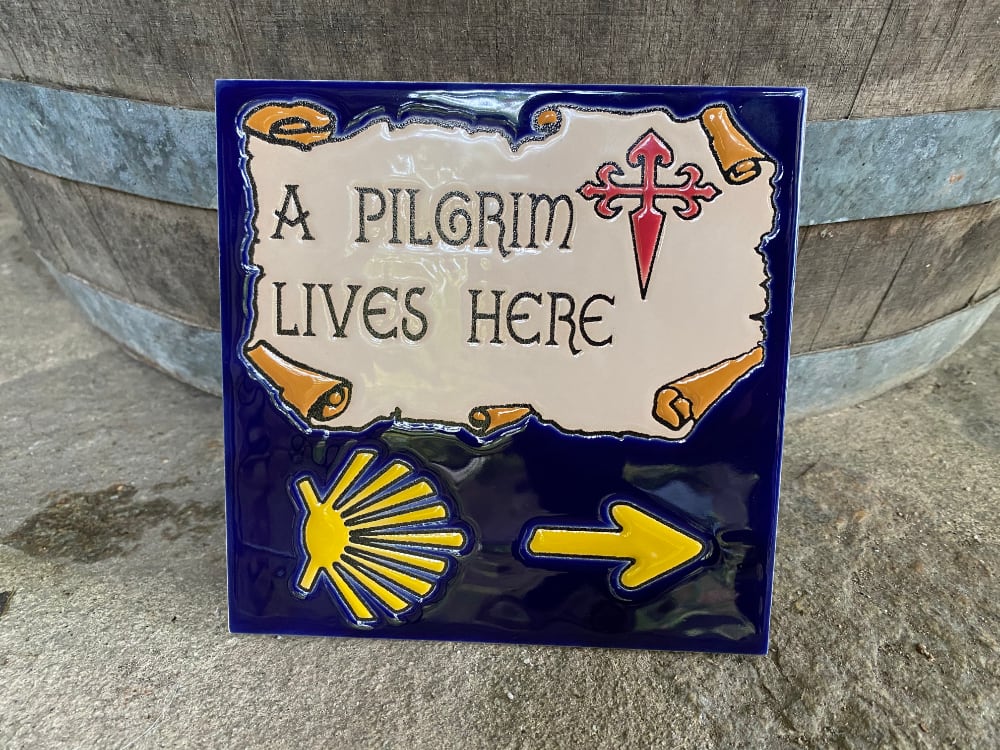 "A Pilgrim Lives Here" tile