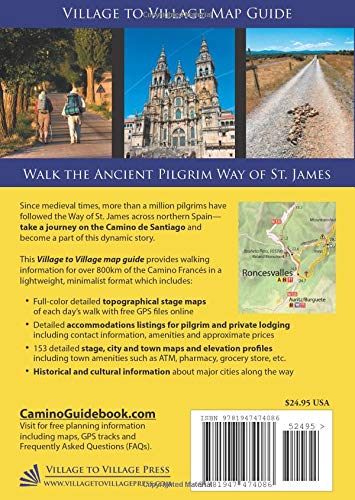 Camino Francés: St. Jean - Santiago map guide (W/FREE Passport)