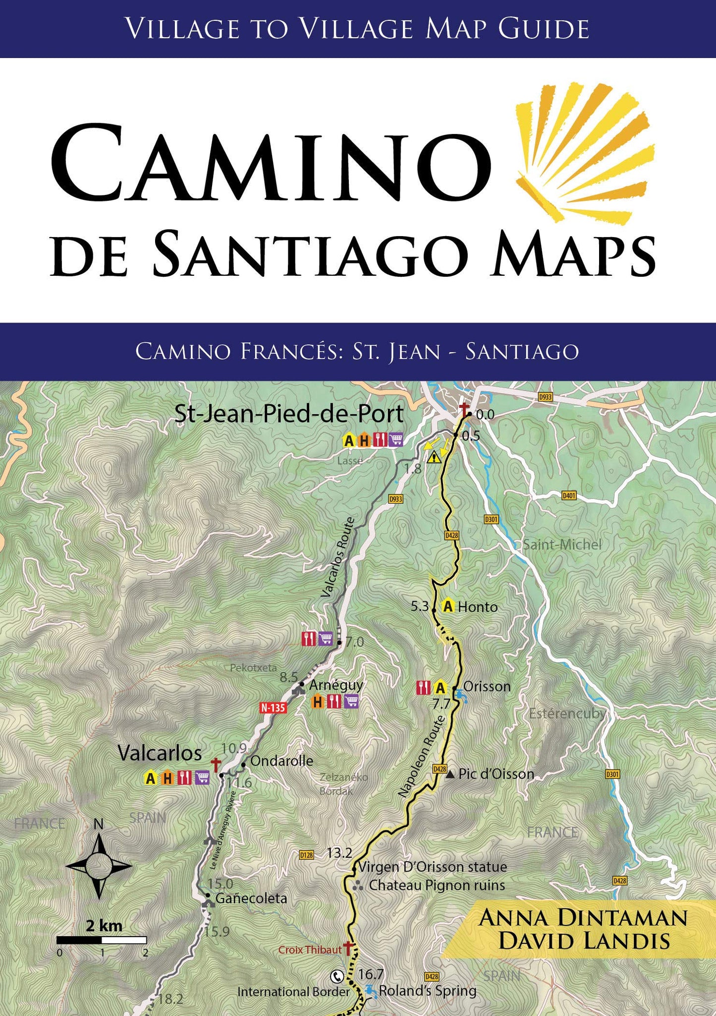 Camino Francés: St. Jean - Santiago map guide (W/FREE Passport)