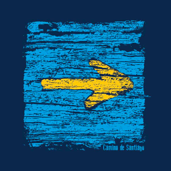 Camino t-shirt, Arrow on wood design