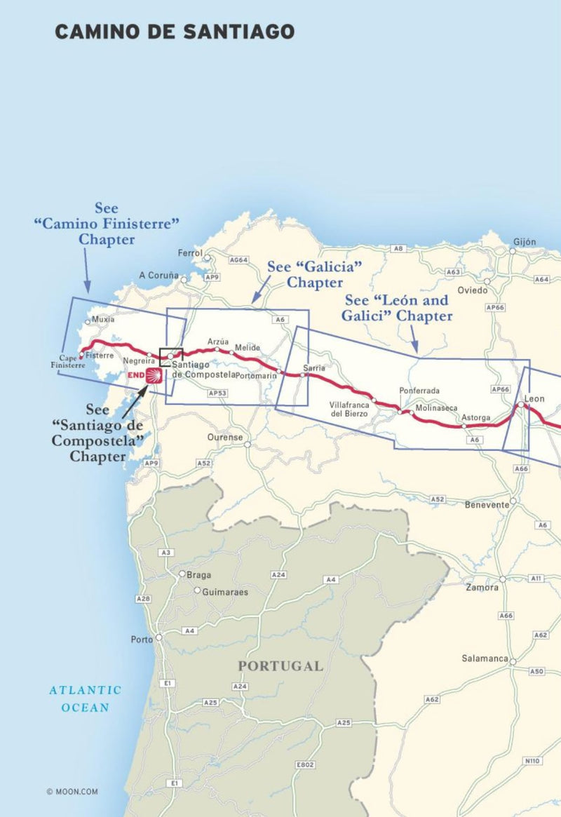 For the 2022 walking year: Moon Camino de Santiago: Sacred Sites, Historic Villages, Local Food & Wine (Travel Guide)
