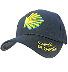 Black Camino de Santiago Cap with Shell